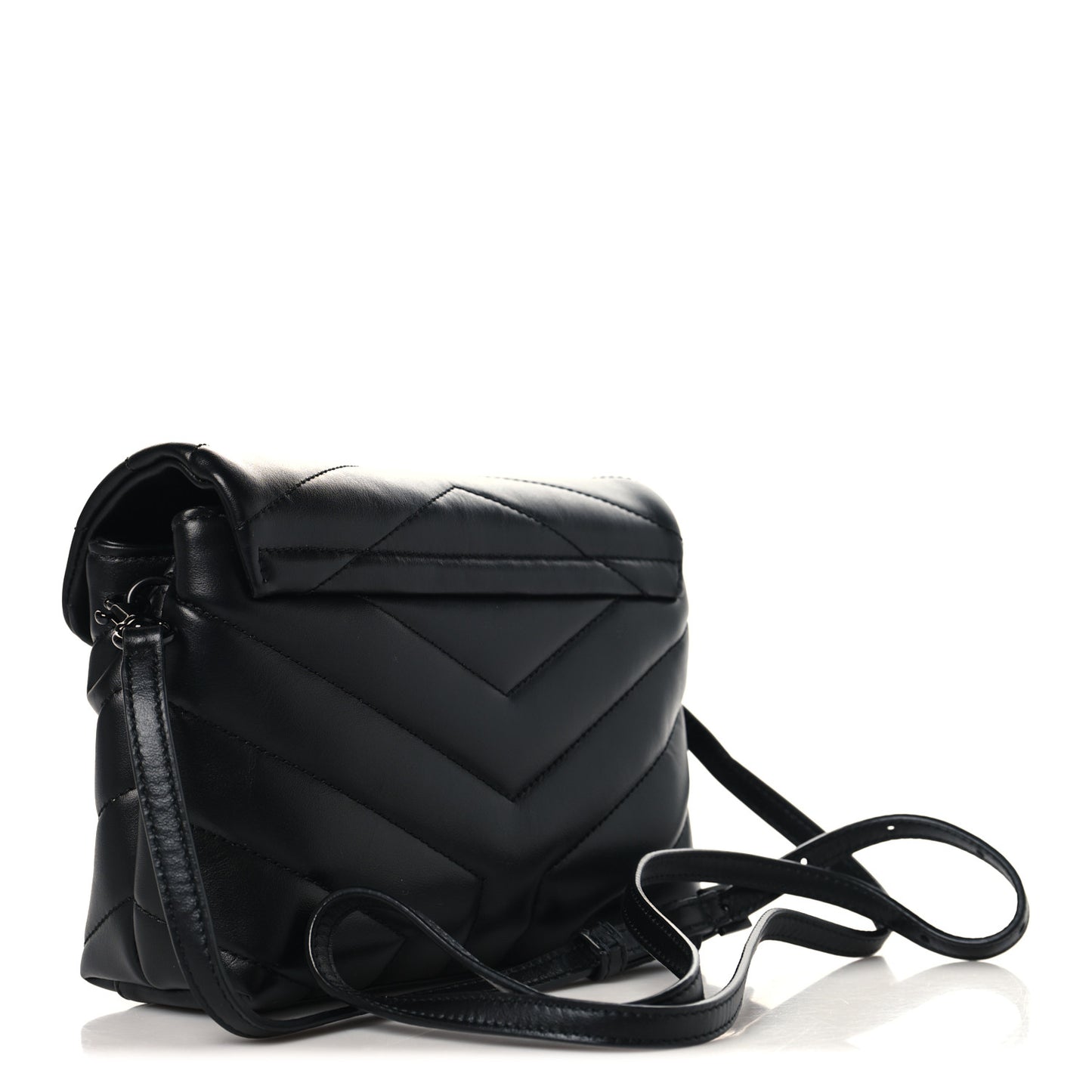 Calfskin Y Quilted Monogram Monochrome Toy Loulou Crossbody Bag Black