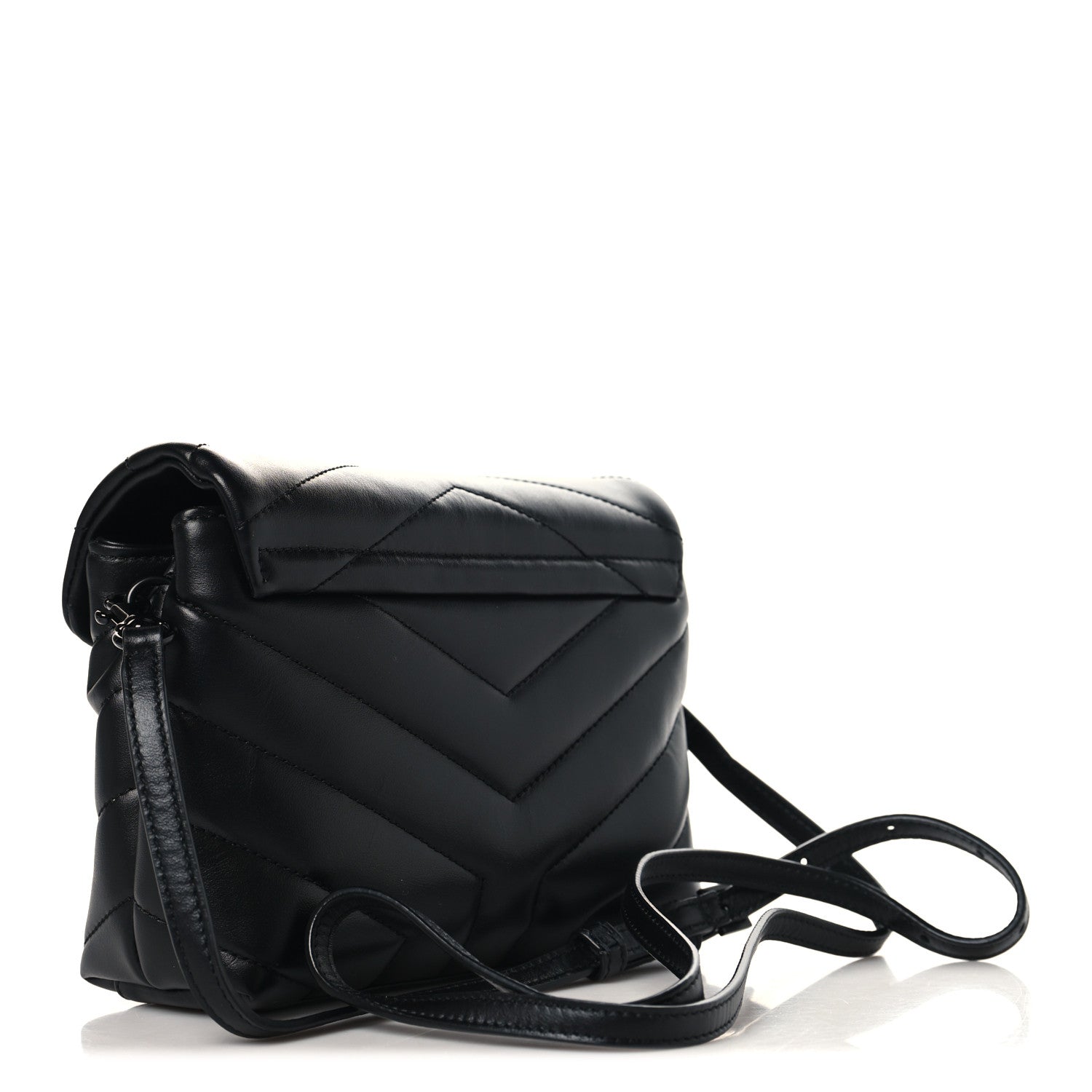 Saint Laurent Calfskin Y Quilted Monogram Monochrome Toy Loulou Crossbody Bag Black 3 of 11