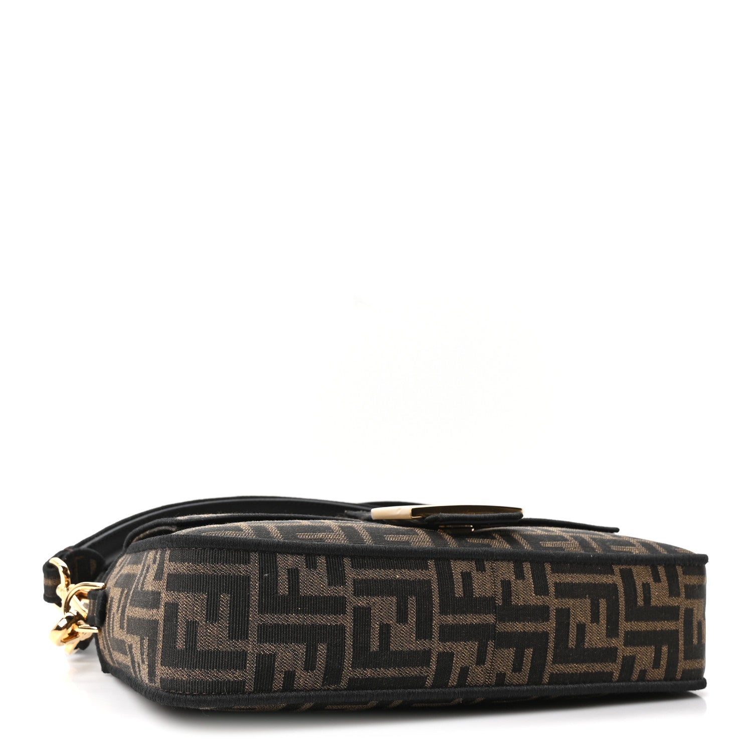 Fendi Fabric Jacquard FF 1974 Medium Baguette Tobacco Moro Black 4 of 11