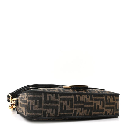 Fendi Fabric Jacquard FF 1974 Medium Baguette Tobacco Moro Black 4 of 11