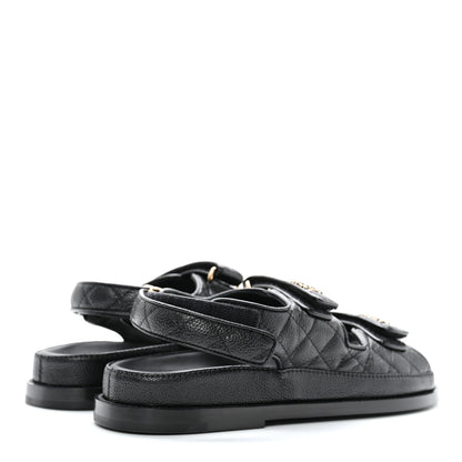 Chanel Grained Calfskin Velcro Dad Sandals 38.5 Black 4 of 11