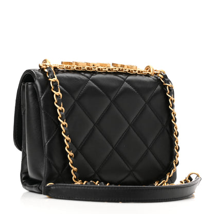 Chanel Lambskin Quilted Mini CC Crystal Logo Chain Flap Black 3 of 11