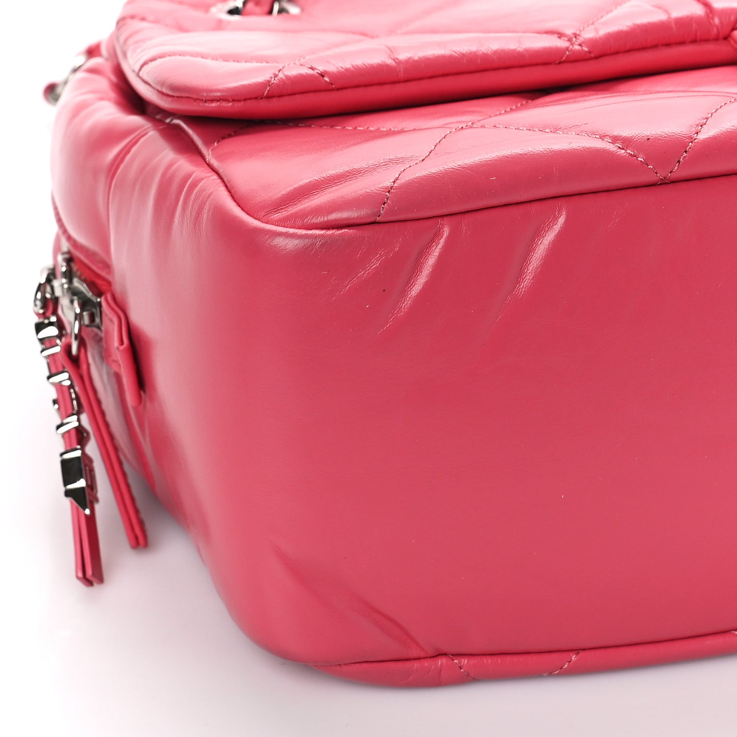 Aged Calfskin Quilted Small Express Bowling Bag Pink