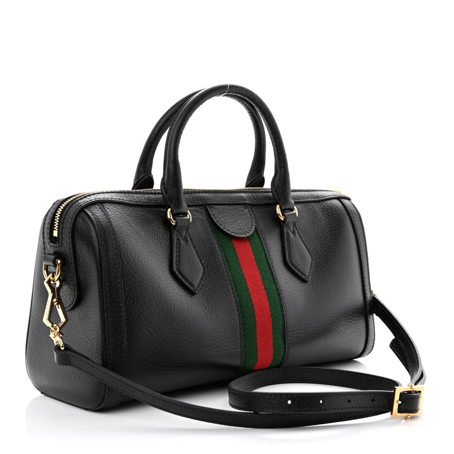 Textured Dollar Calfskin Web Medium Ophidia Boston Black