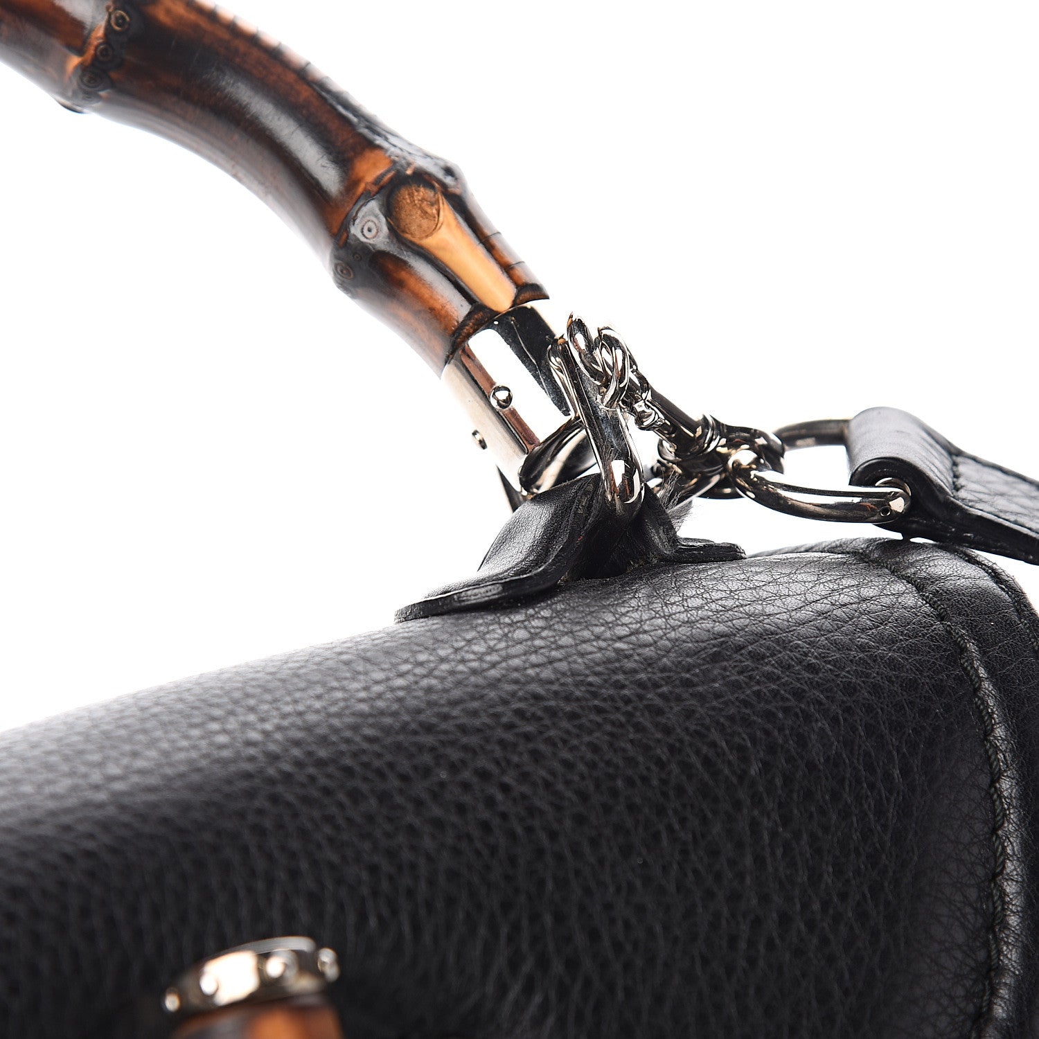 Gucci Calfskin Medium New Bamboo Top Handle Bag Black 11 of 12