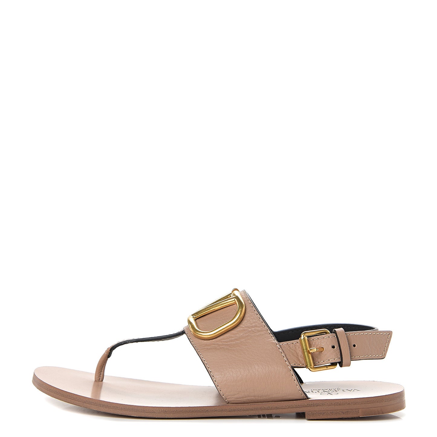 Grainy Cowhide Vlogo Slingback Flat Thong Sandals 37.5 Rose Cannelle