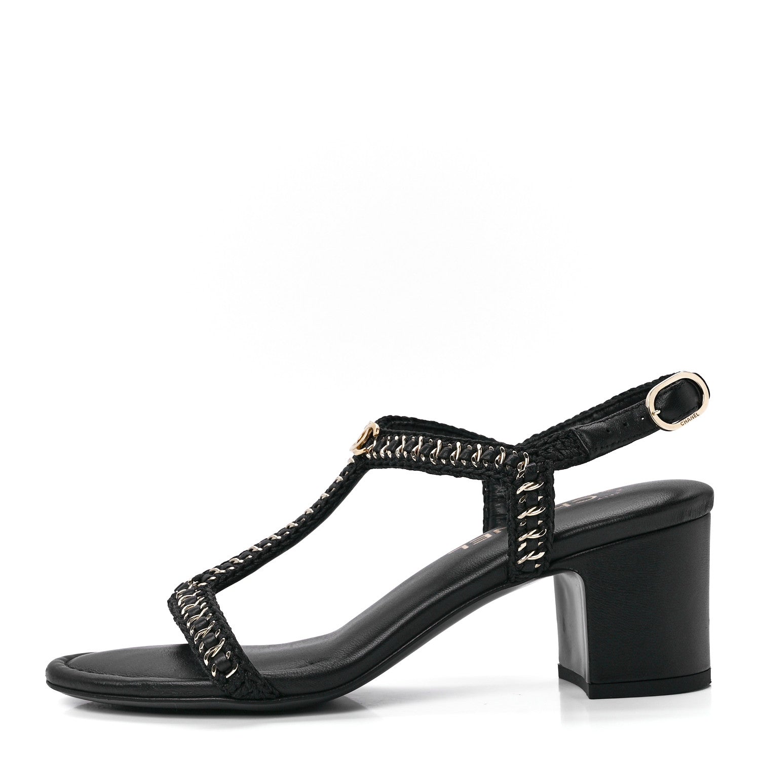 Chanel Lambskin CC Chain Braided Sandals 39 Black 1 of 9