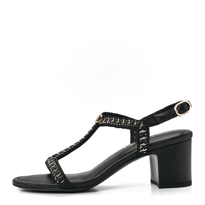 Chanel Lambskin CC Chain Braided Sandals 39 Black 1 of 9