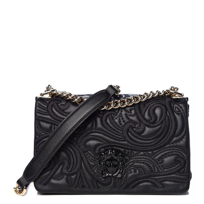 Versace Nappa Embroidered Baroque Palazzo Sultan Shoulder Bag Black 1 of 9