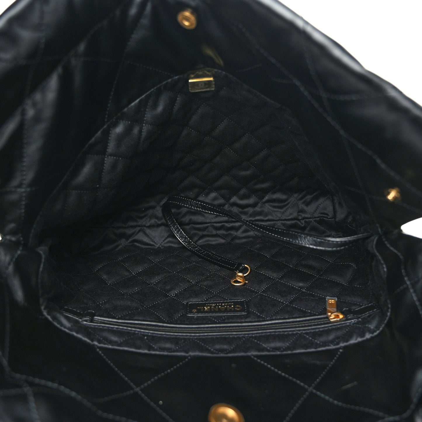 Shiny Calfskin Quilted Small Chanel 22 Black