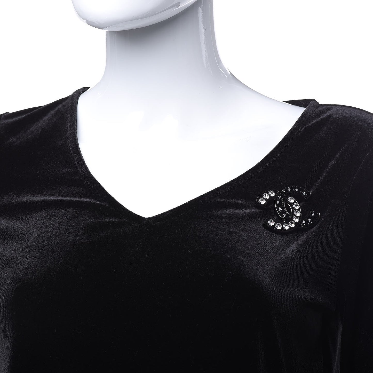 Crystal CC Brooch Black
