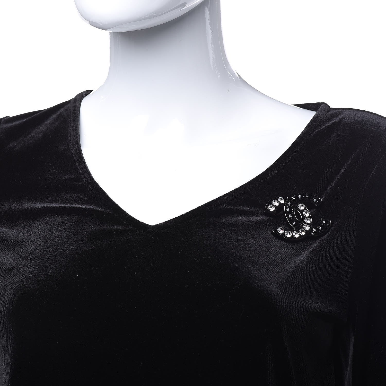 Chanel Crystal CC Brooch Black 2 of 5