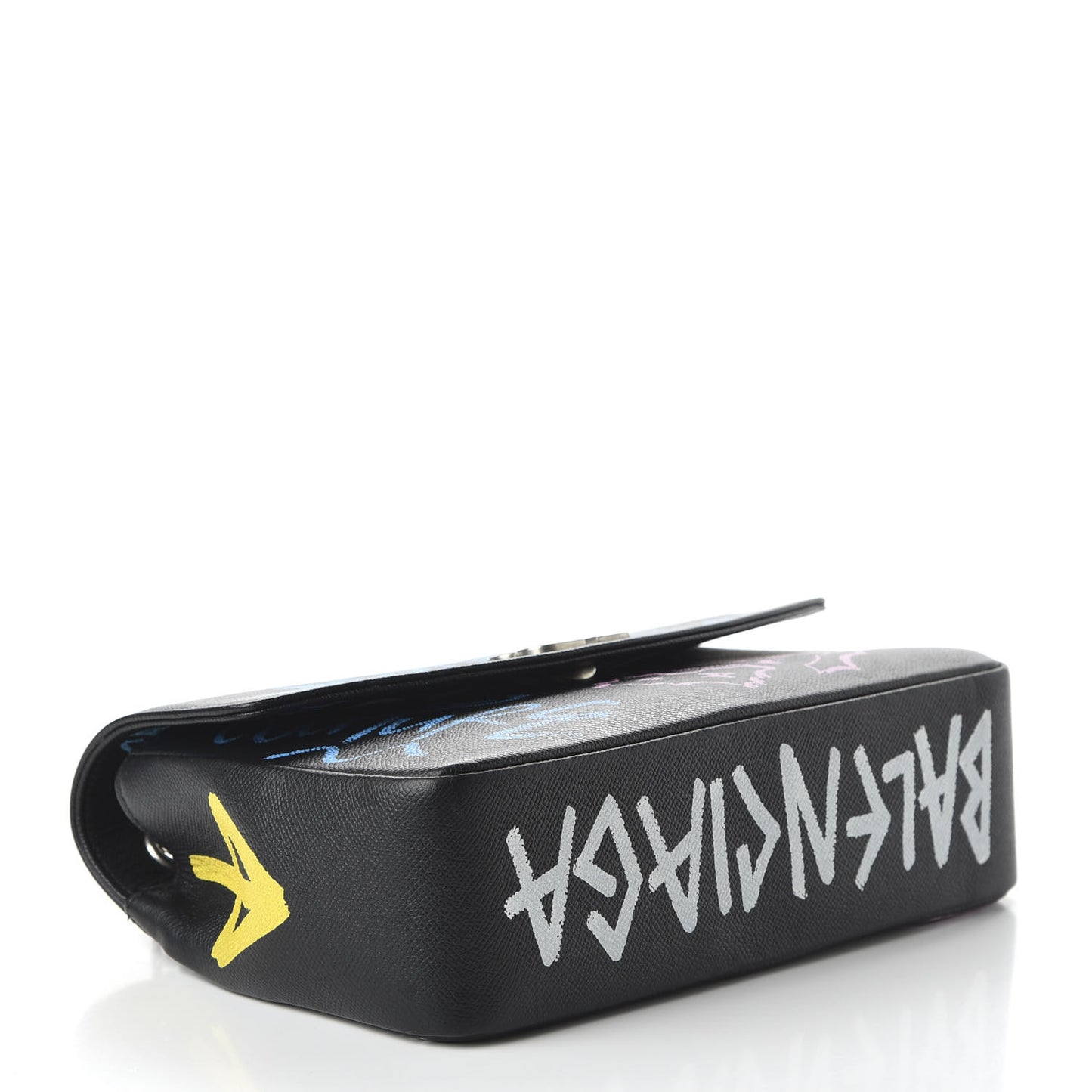 Grained Calfskin Graffiti M BB Round Shoulder Bag Black Multicolor