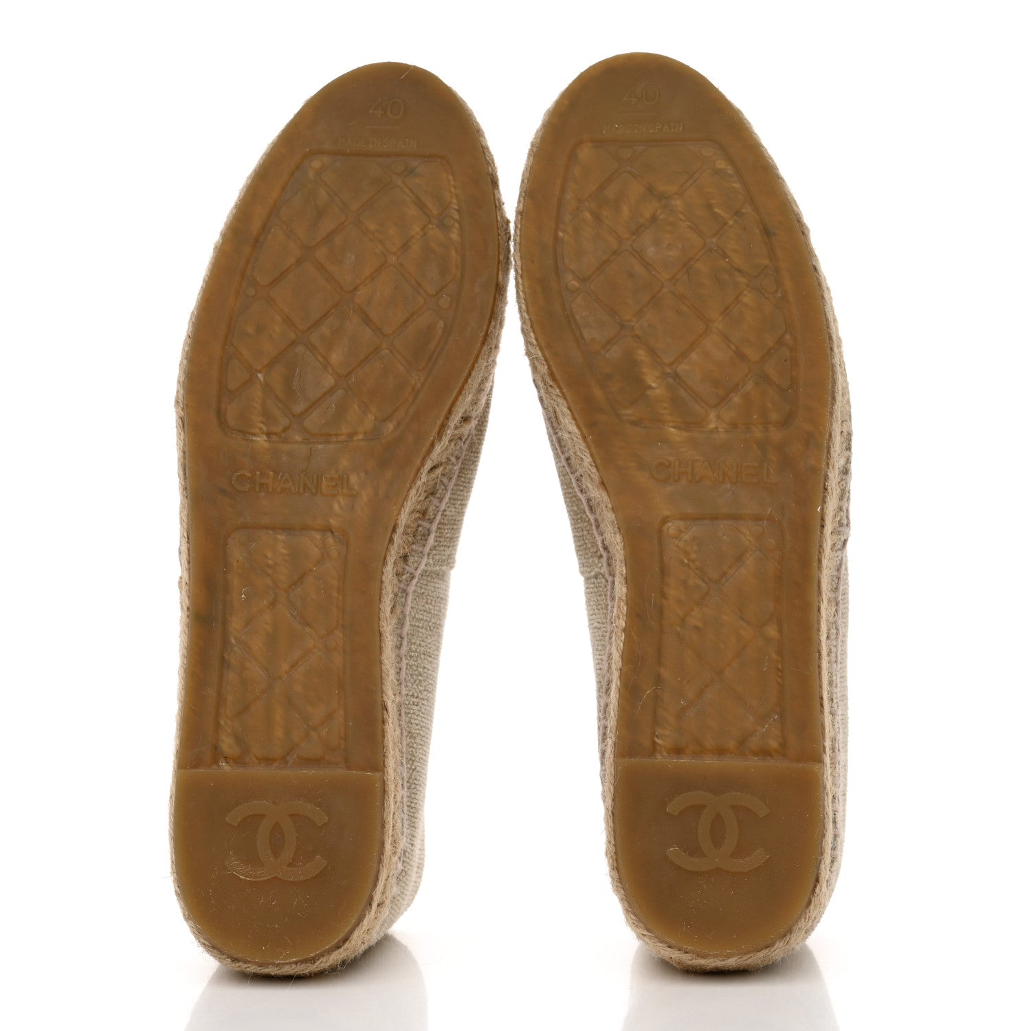 Chanel Toile Sequin CC Espadrilles 40 Beige Black 5 of 9
