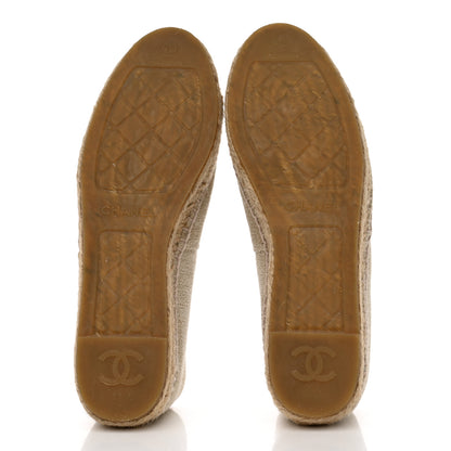 Chanel Toile Sequin CC Espadrilles 40 Beige Black 5 of 9