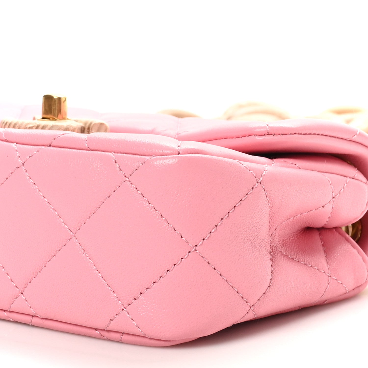 Chanel Lambskin Wenge Quilted Mini Fashion Wood Square Flap Pink 10 of 10
