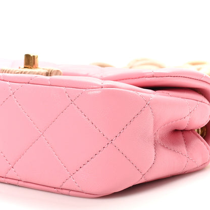 Chanel Lambskin Wenge Quilted Mini Fashion Wood Square Flap Pink 10 of 10