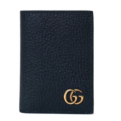 Gucci Calfskin Boar Effect GG Marmont Card Case Black 1 of 8