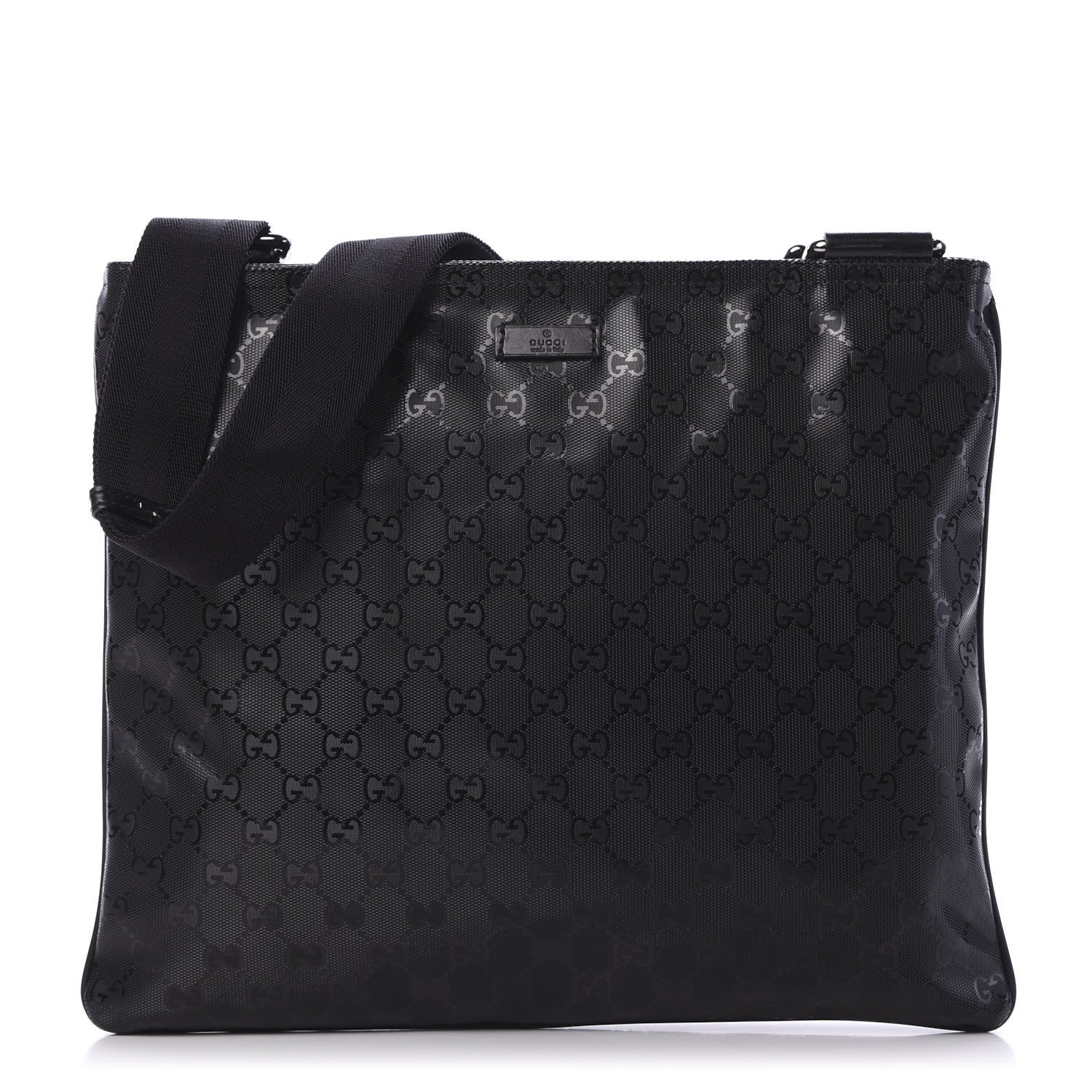 Gucci Imprime Monogram Medium Flat Messenger Bag Black 1 of 9