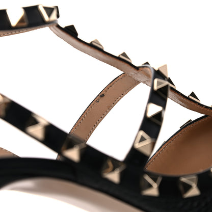 Valentino Garavani Pebbled Calfskin Rockstud Ankle Strap Pumps 38 Black 10 of 14