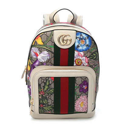 Gucci GG Supreme Monogram Flora Web Small Ophidia Day Backpack White 1 of 9
