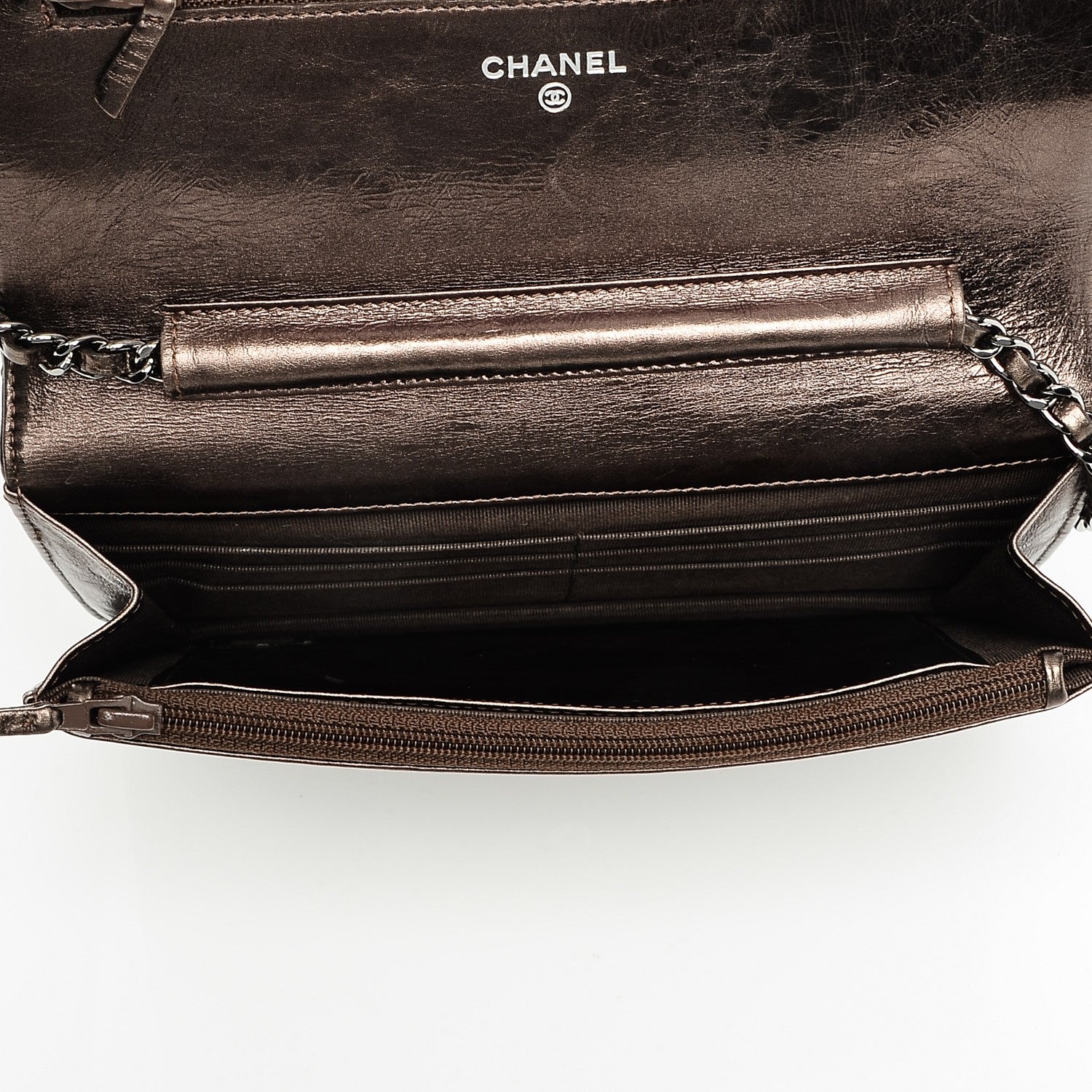 Chanel Metallic Aged Calfskin Quilted Reissue Wallet On Chain WOC Bronze 5 of 8