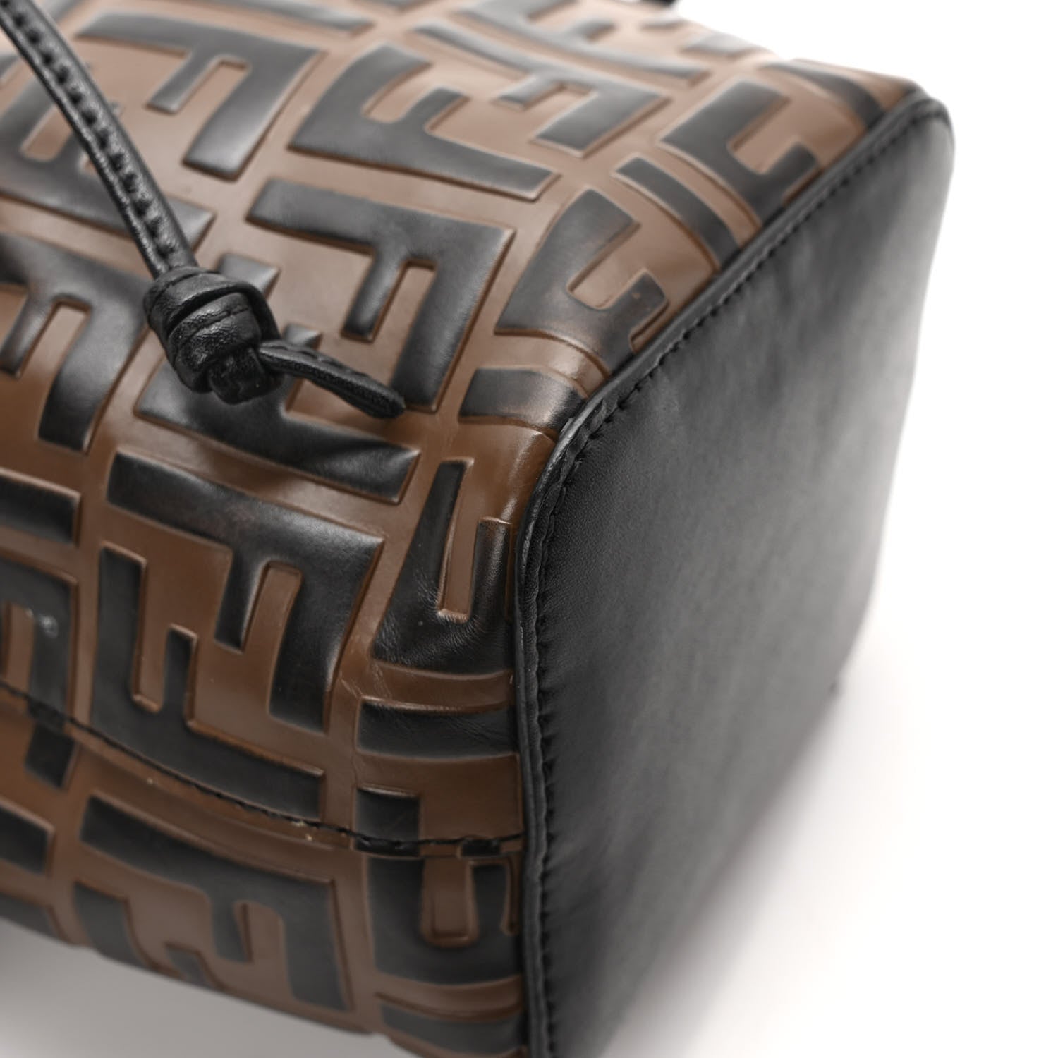 Fendi Vitello Liberty F is Fendi Bi-Color FF 1974 Embossed Mini Mon Tresor Bucket Bag Maya Black 12 of 13