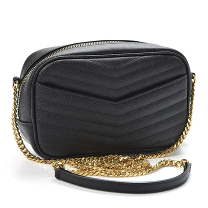 Saint Laurent Grain De Poudre Matelasse Monogram Mini Lou Camera Bag Black 2 of 9