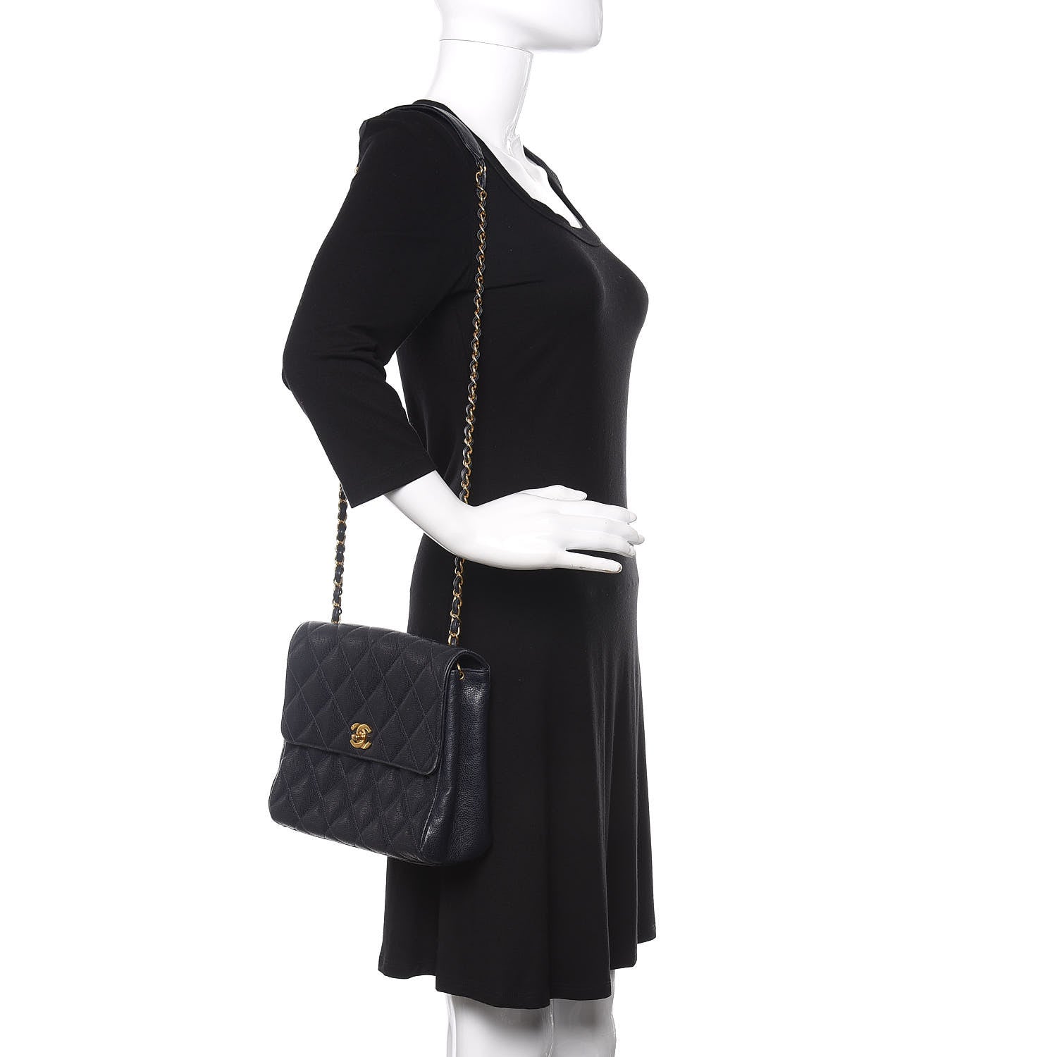Chanel Caviar Quilted Small Single Flap Navy 2 of 13