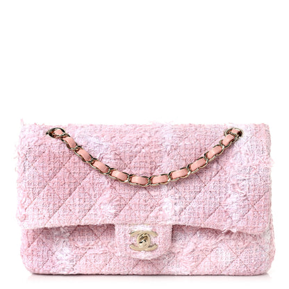 Chanel Tweed Medium Double Flap Light Pink White 1 of 10