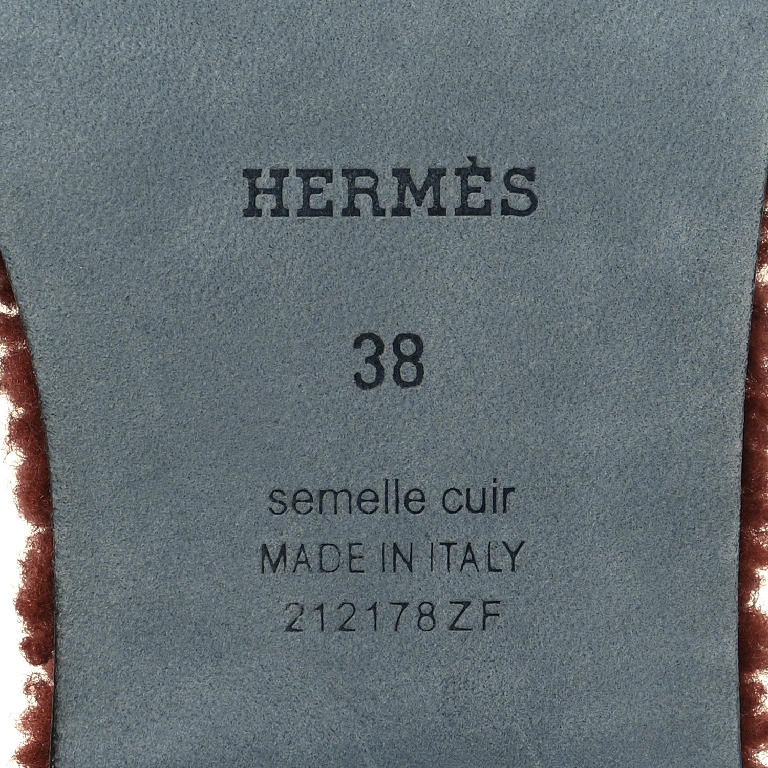 Hermes Woolskin Oran Sandals 38 Cognac 6 of 8