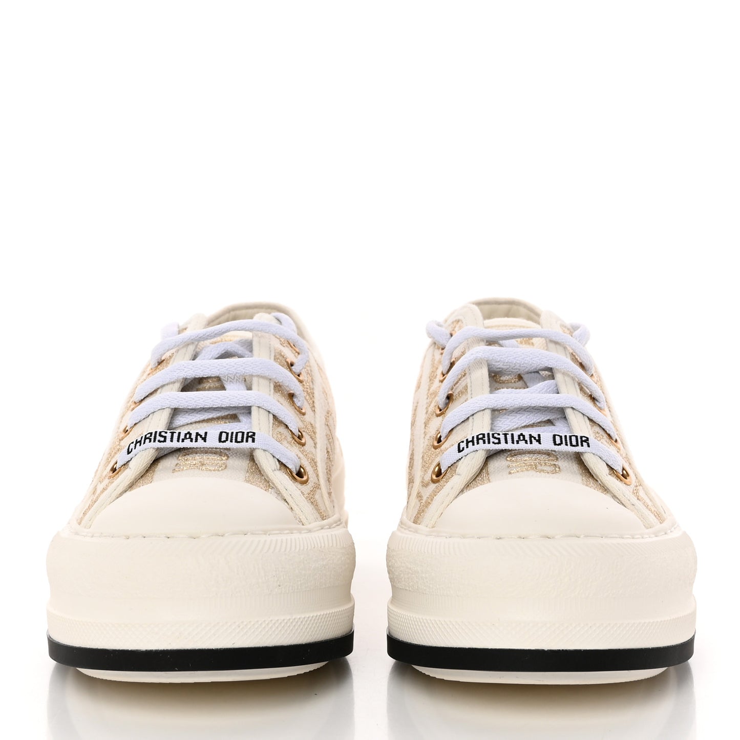 Canvas Oblique Walk'N'Dior Low Top Sneakers 35 Beige Gold