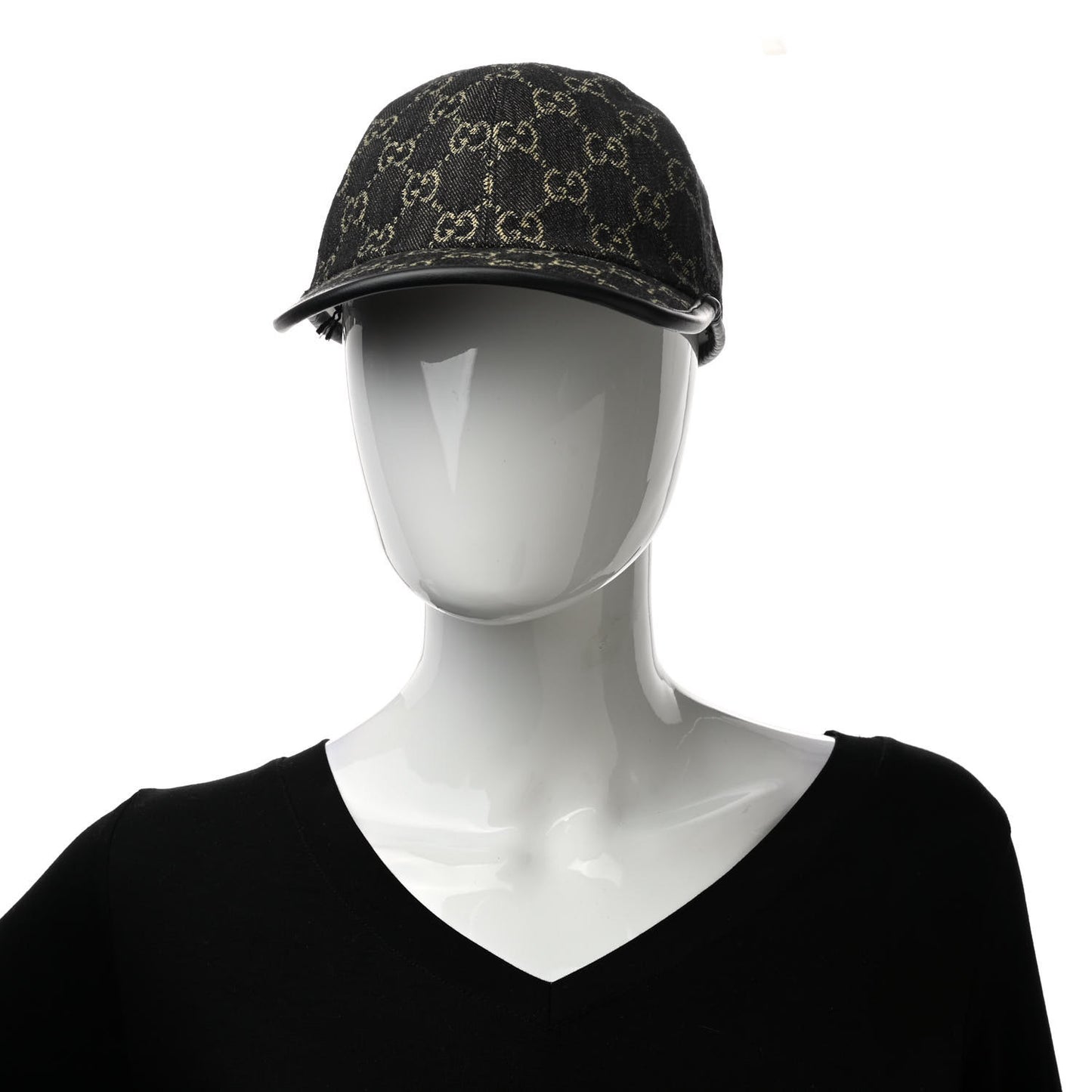 Denim Calfskin GG Monogram Oscar Baseball Hat M Black Ivory