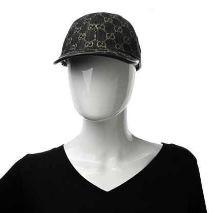 Gucci Denim Calfskin GG Monogram Oscar Baseball Hat M Black Ivory 2 of 11