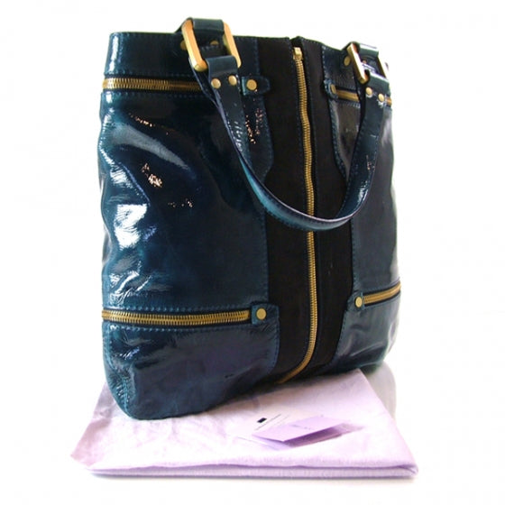 Jimmy Choo Patent Suede Monna /L Tote Blue 3 of 11
