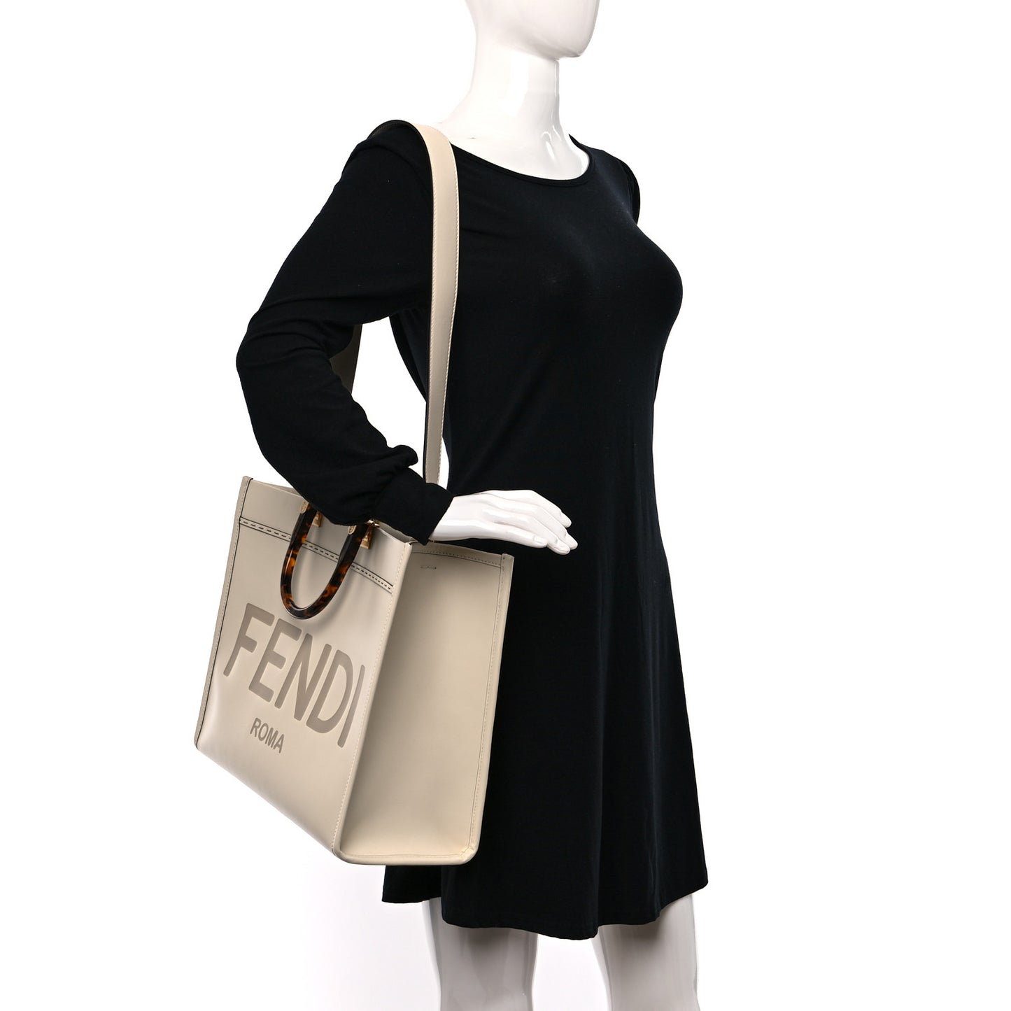Vitello King Plexiglass Medium Fendi Sunshine Shopper Tote White Ice