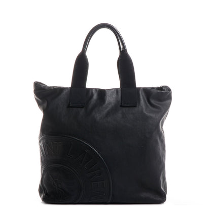 Saint Laurent Coated Canvas Leather Patch Logo Tote Black 1 of 8