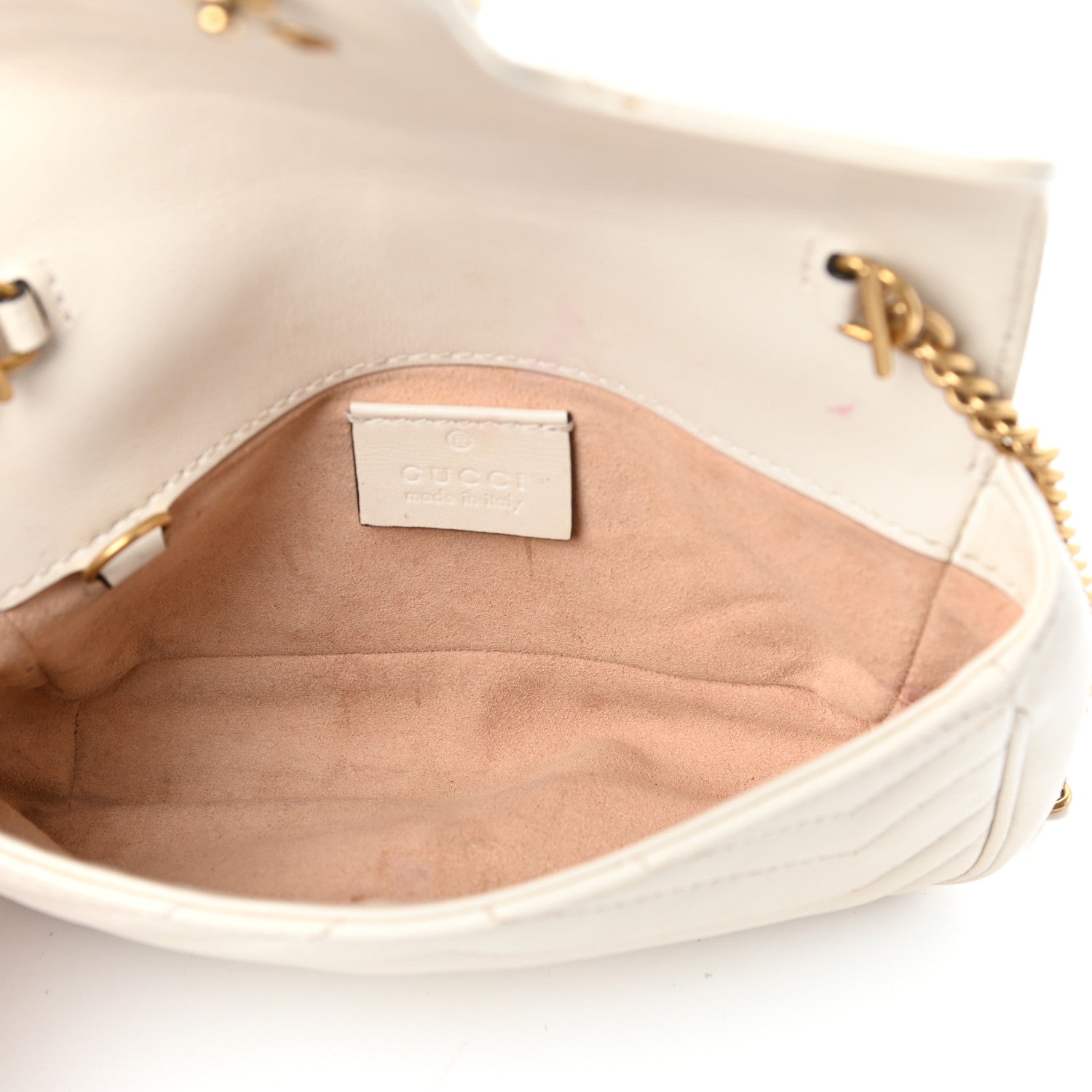 Gucci Calfskin Matelasse Super Mini GG Marmont Shoulder Bag White 5 of 8