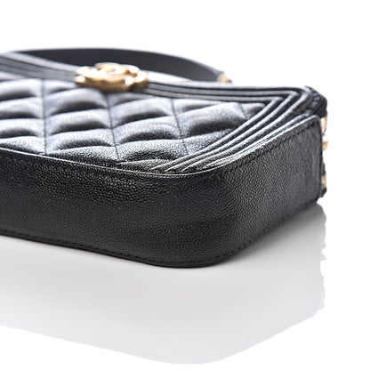 Chanel Caviar Quilted Small Boy Clutch With Chain Black 10 of 12