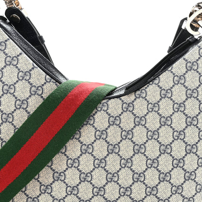 Gucci GG Supreme Monogram Textured Calfskin Web Large Attache Shoulder Bag Beige Blue 7 of 9