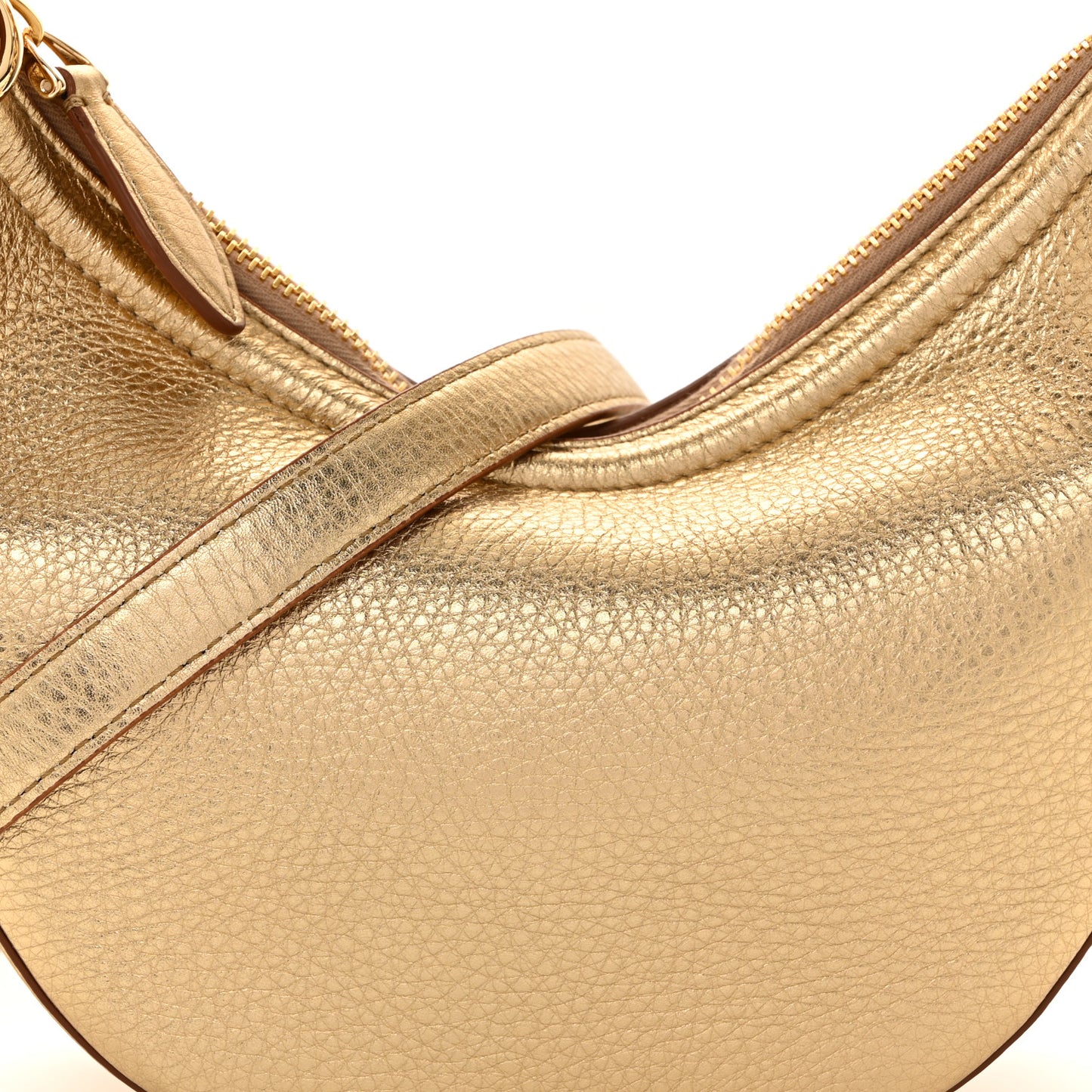 Metallic Nappa Mini Vlogo Moon Hobo Bag Gold