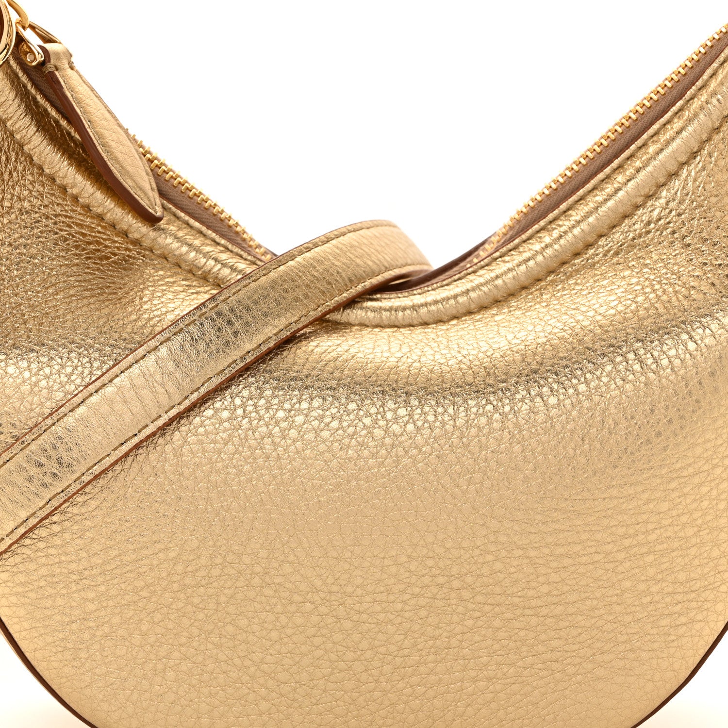 Valentino Garavani Metallic Nappa Mini Vlogo Moon Hobo Bag Gold 7 of 9