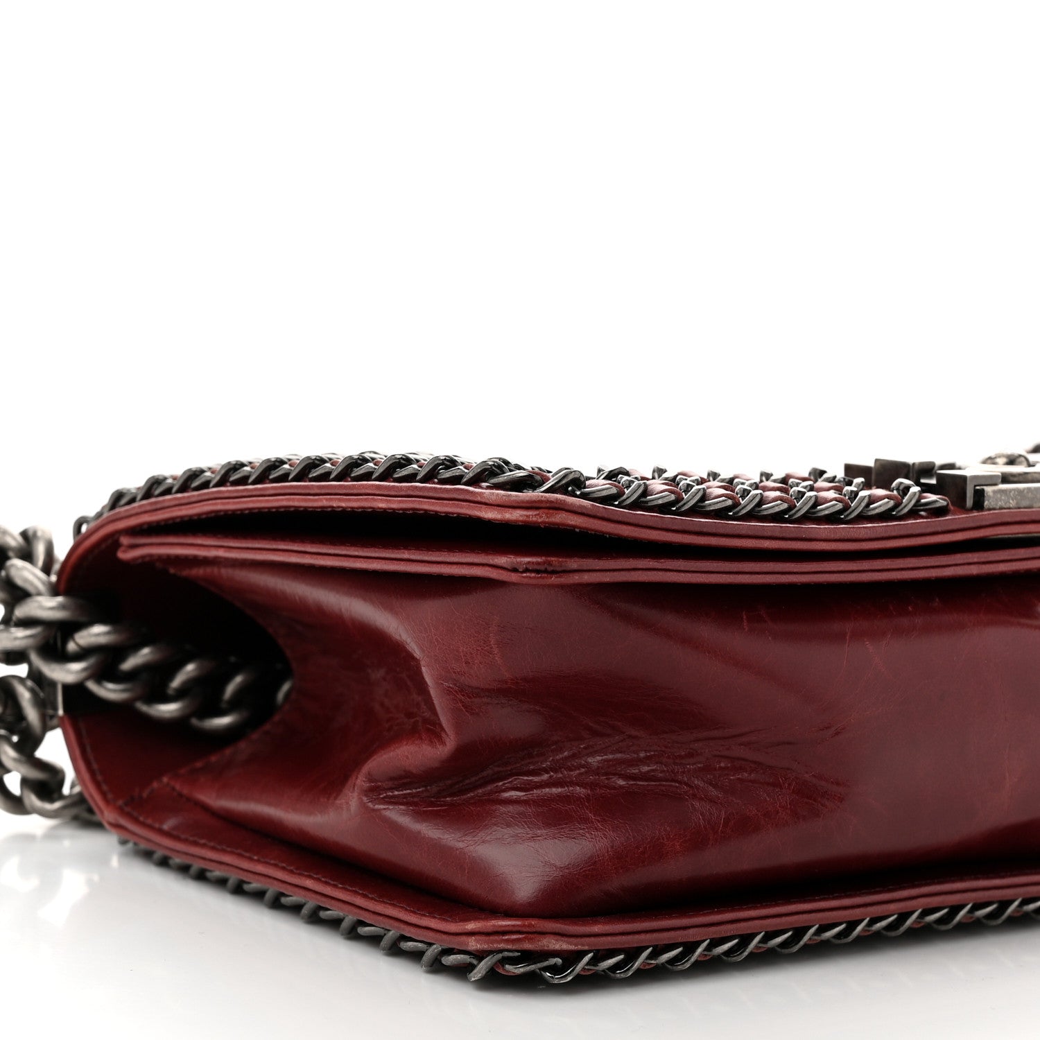Chanel Glazed Calfskin Quilted Medium Boy Chained Flap Bordeaux 9 of 11