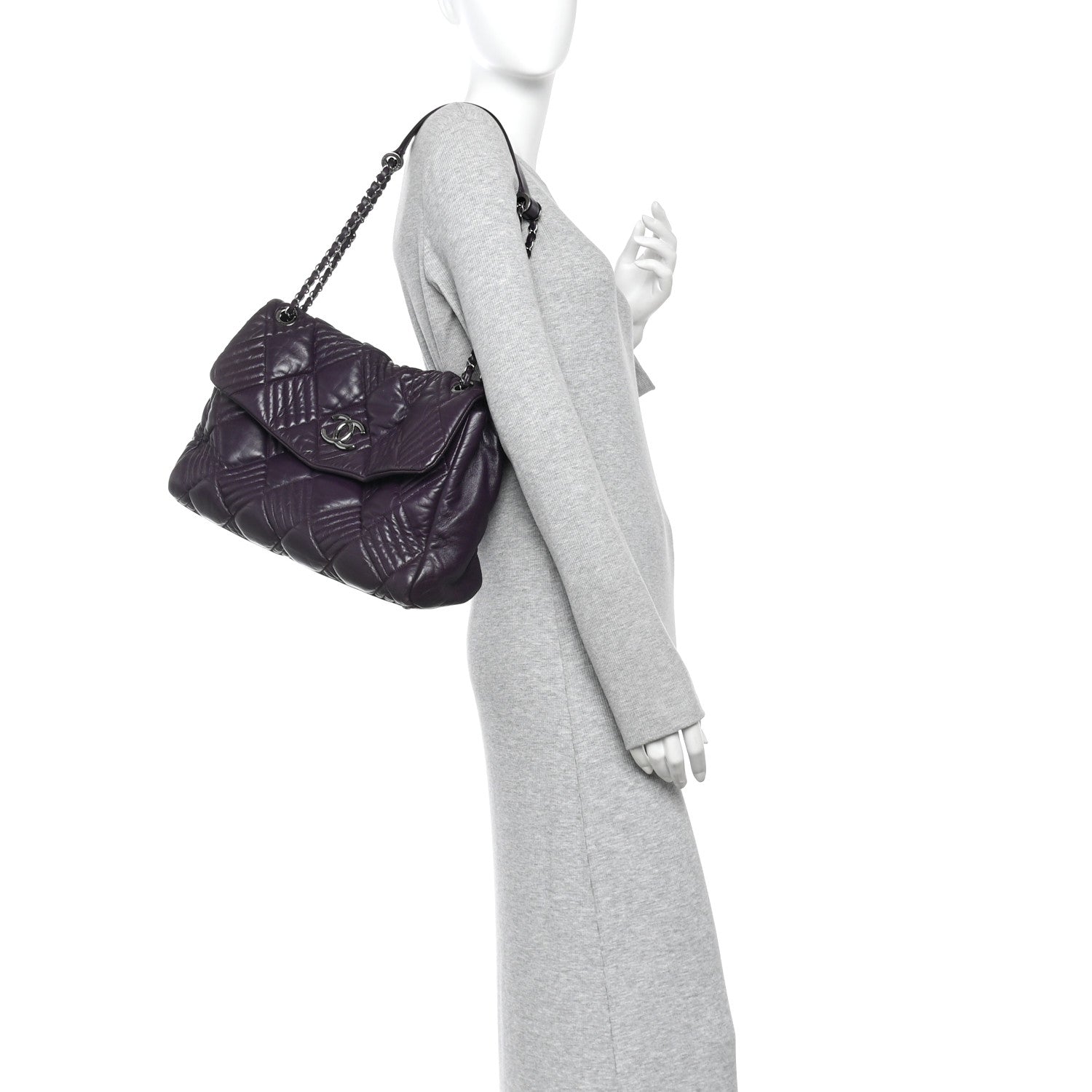 Chanel Lambskin In And Out XL Maxi Flap Dark Purple 1903871