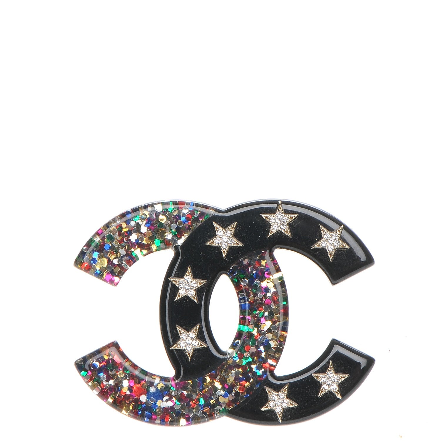 Chanel Glitter Resin CC Brooch Multicolor 1 of 4