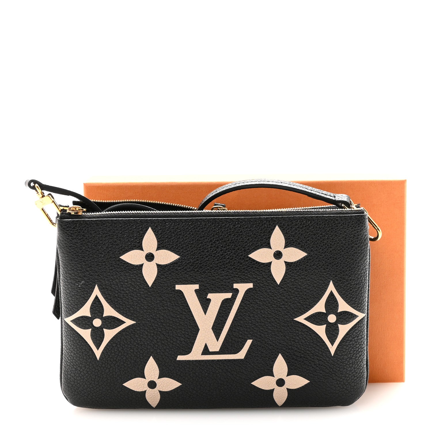Louis Vuitton Empreinte Monogram Giant Double Zip Pochette Black Cream 10 of 10