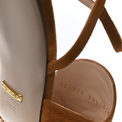 Gucci Suede Blondie 85mm Slingback Sandals 39.5 Cognac 8 of 9