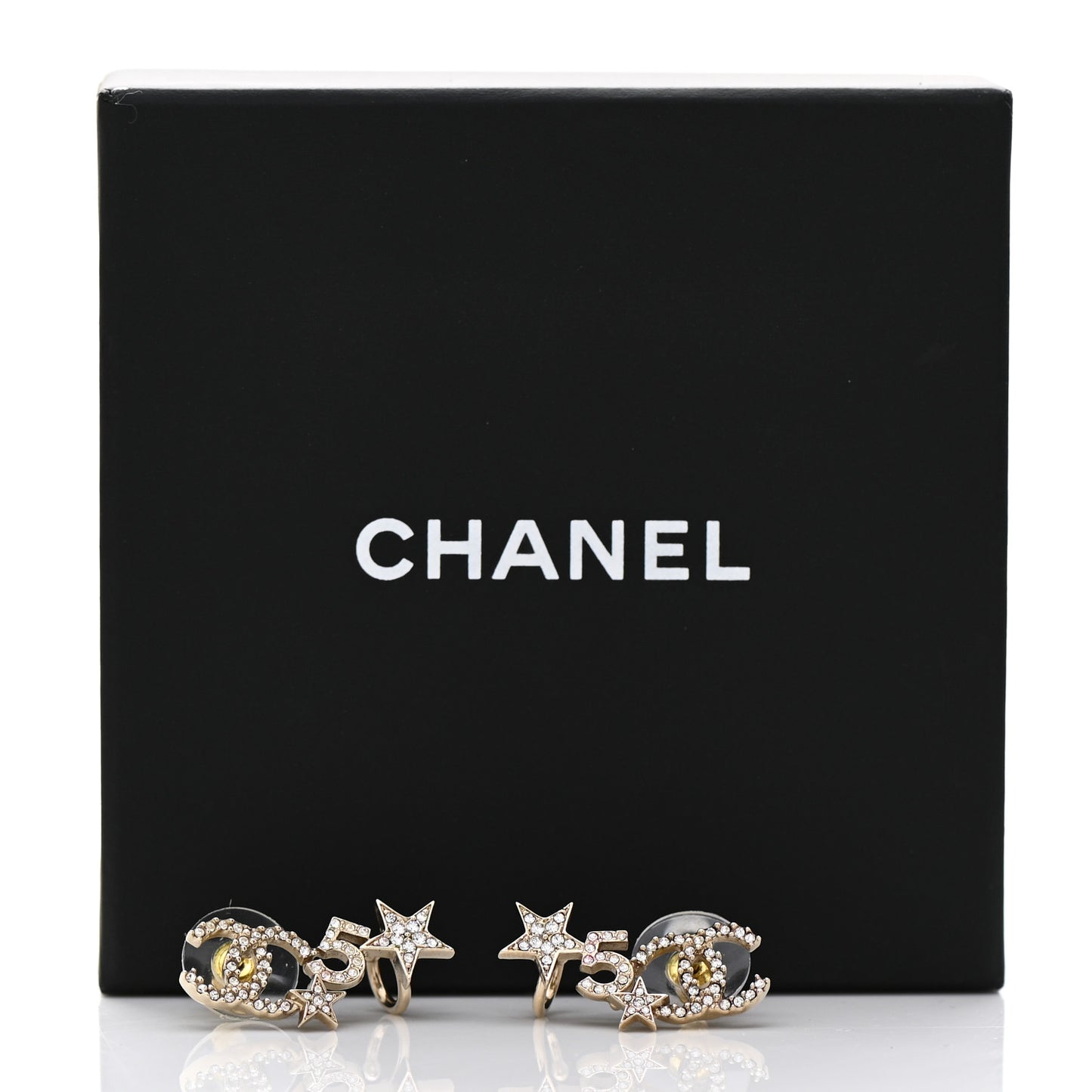 Crystal Star 5 CC Earrings Gold