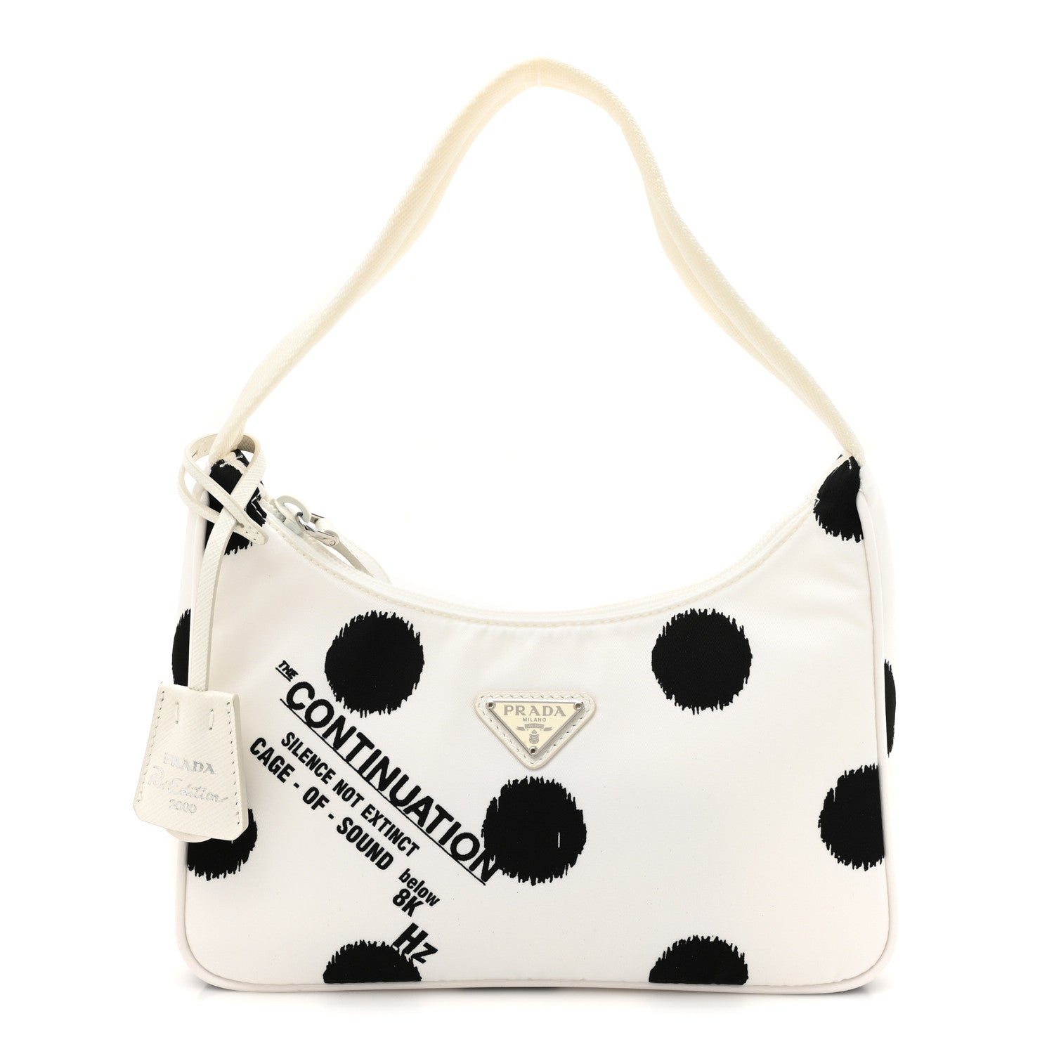 Prada Tessuto Nylon Polka-Dot Mini Re-Edition 2000 Bag White Black 1 of 9