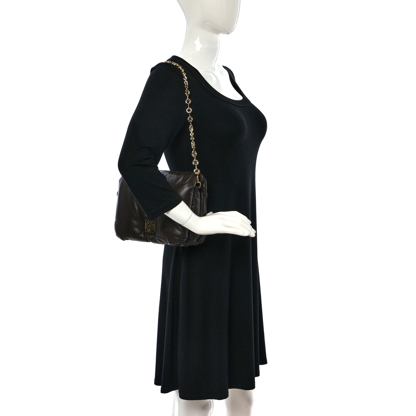 Lambskin Goya Puffer Bag Dark Chocolate